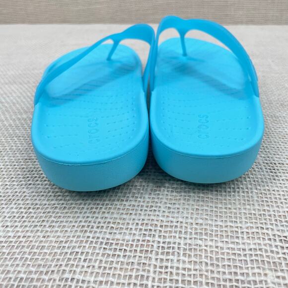 Crocs Splash Glossy Fun Flip Flops, Aqua Blue, Ladies 9, NWOT - Picture 3 of 6